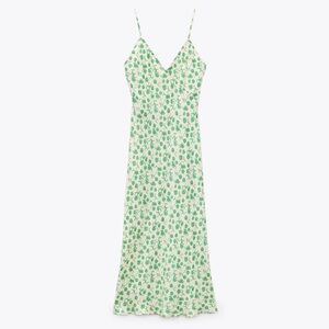 Zara - Green & Cream Floral Dress - Size Medium - Item 2183/068/712